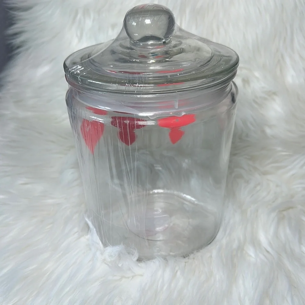 Target Glass Jar with Red and Pink Hearts